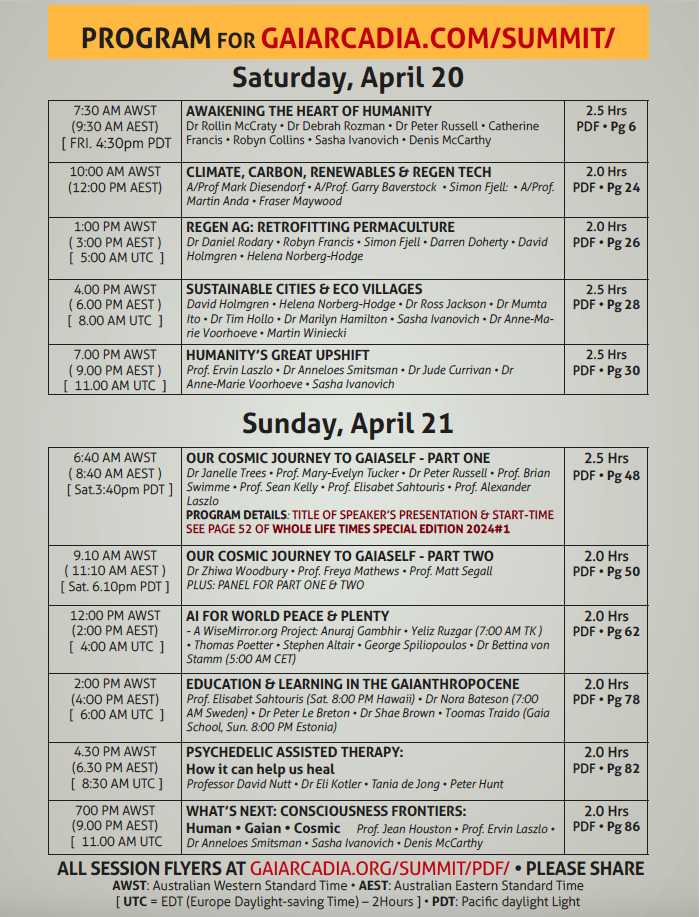 Gaiarcadia Summit 2024 program